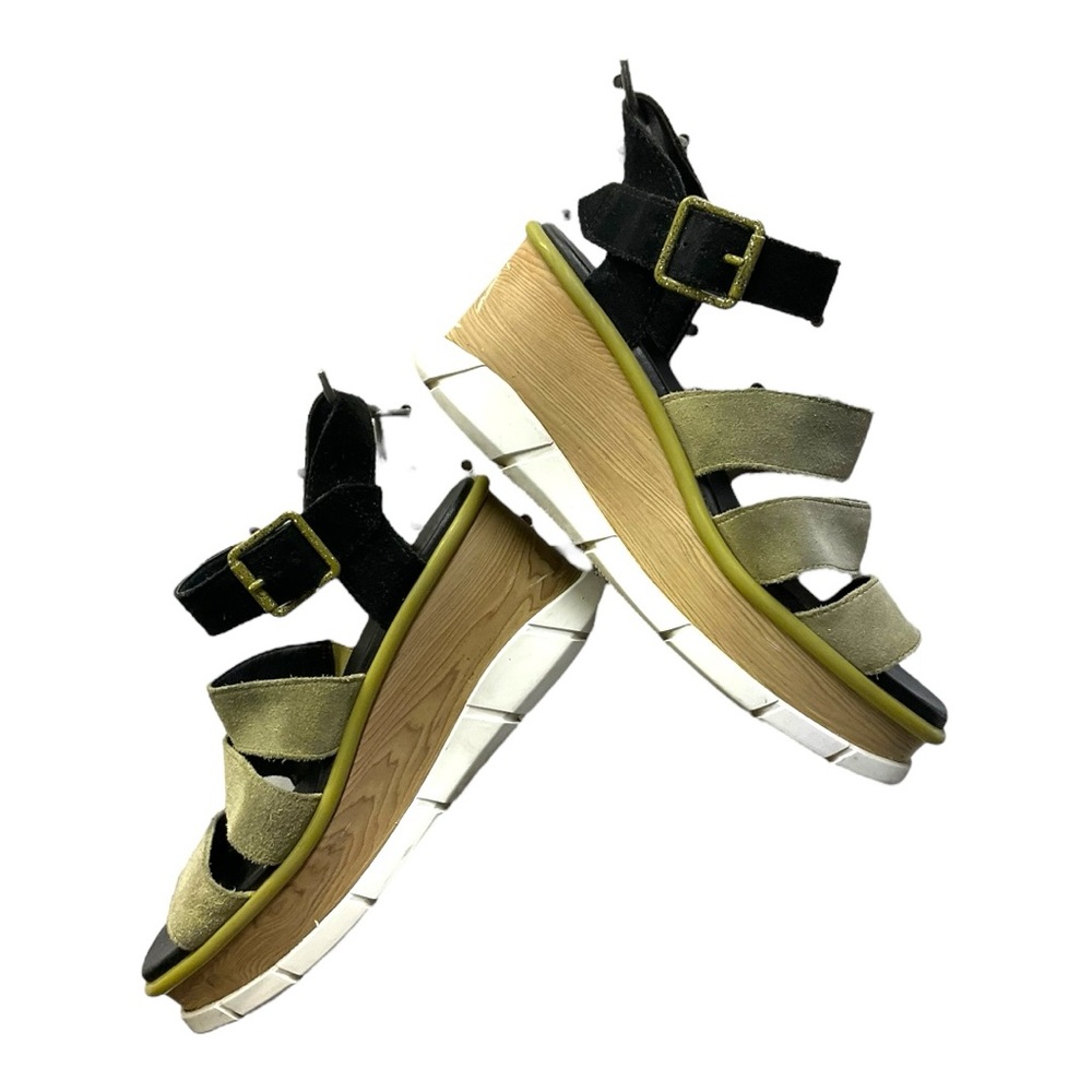 🌿 Sorel Women’s Wedge Sandals | Green Suede‎ Strappy Platform Heels US 8 - Picture 2 of 7